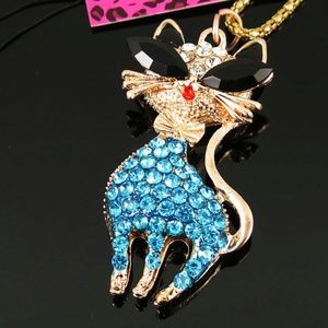 Blue cat necklace